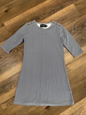 Duffield Lane Girl’s Navy/White pattern pull on 3/4 length sleeve Dress size 10